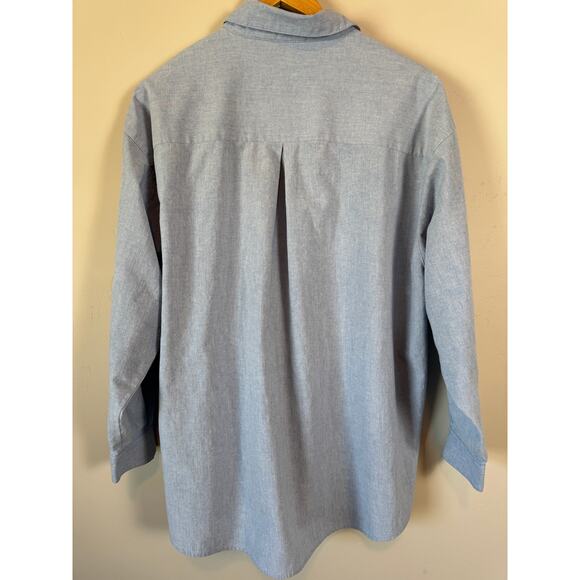 Vintage 80s Button Up Top Sz 20W Chambray Denim Embroidery Grannny Cottage Chic - Picture 4 of 6